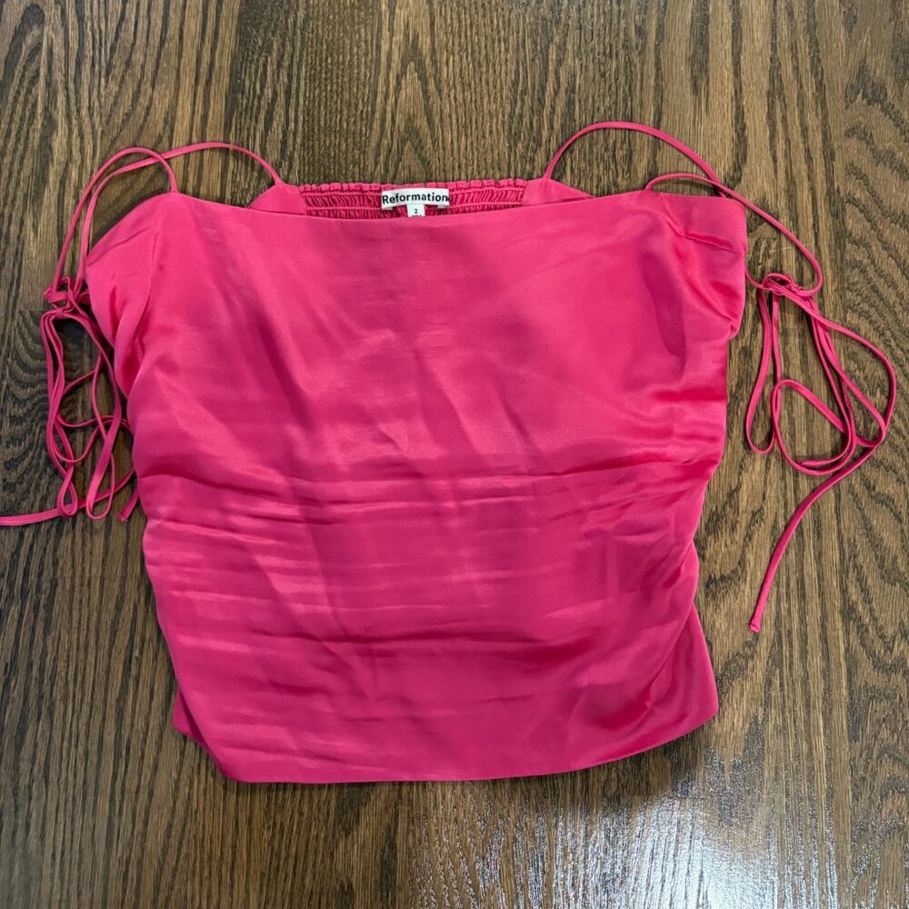 Reformation Hot Pink Silk Top Size 2